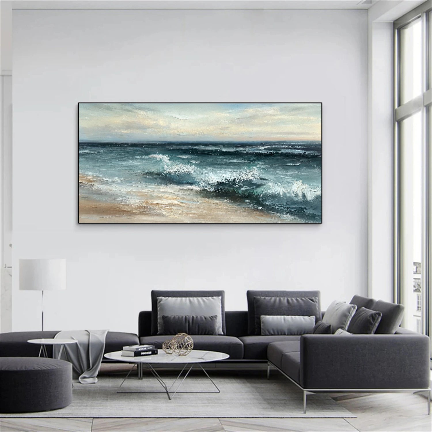 Breaking Blue Tides Coastal Seascape Painting