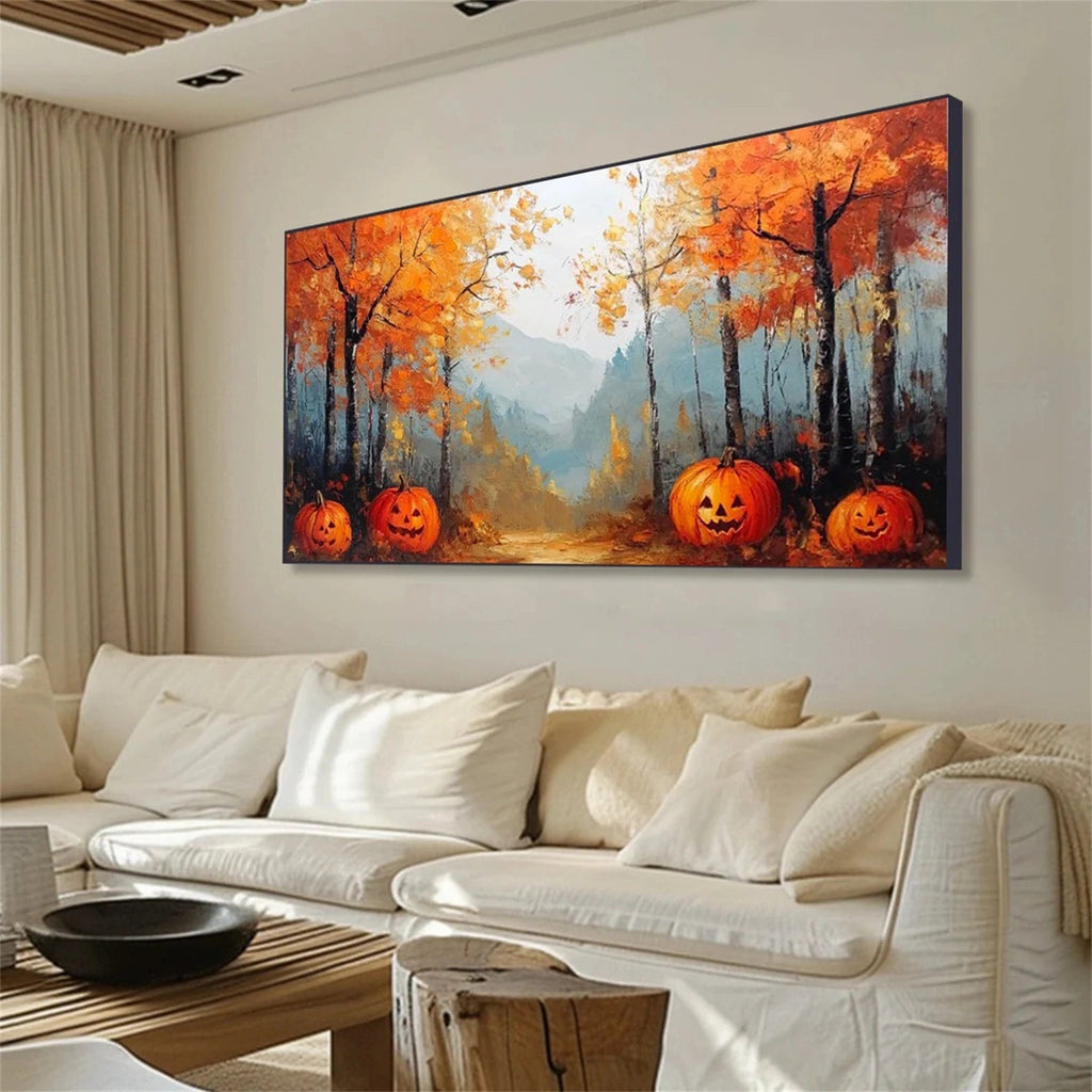 Pumpkin Glow Autumn Forest Painting