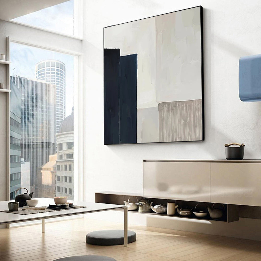 Quiet Geometry Neutral Abstract Painting