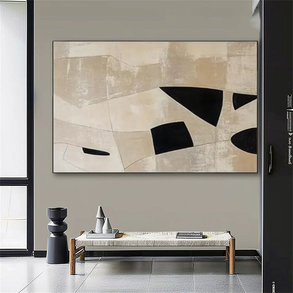 Soft Divide Beige Geometric Abstract Painting