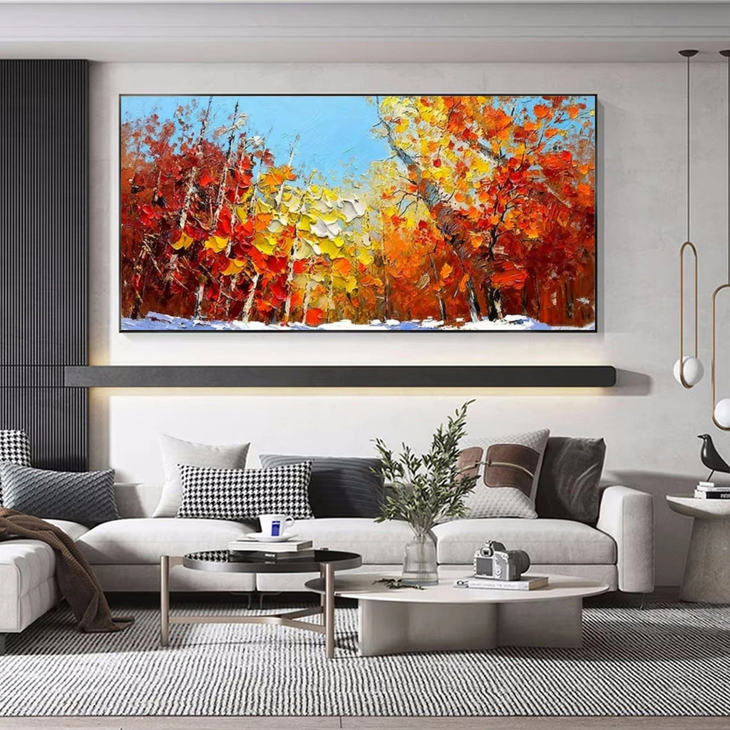 Crimson Pathway Autumn Abstract Painting