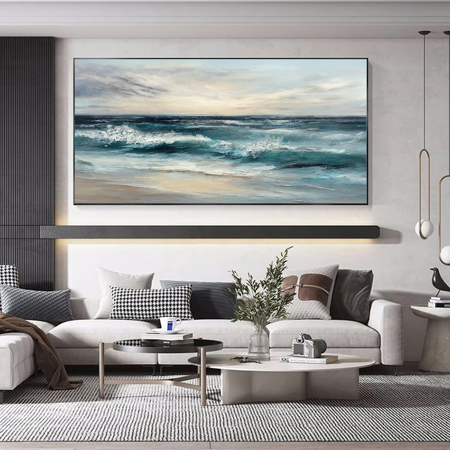 Azure Drift Coastal Seascape Painting