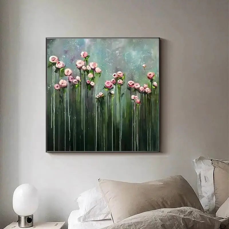 Mistfall Blush Rose Abstract Painting