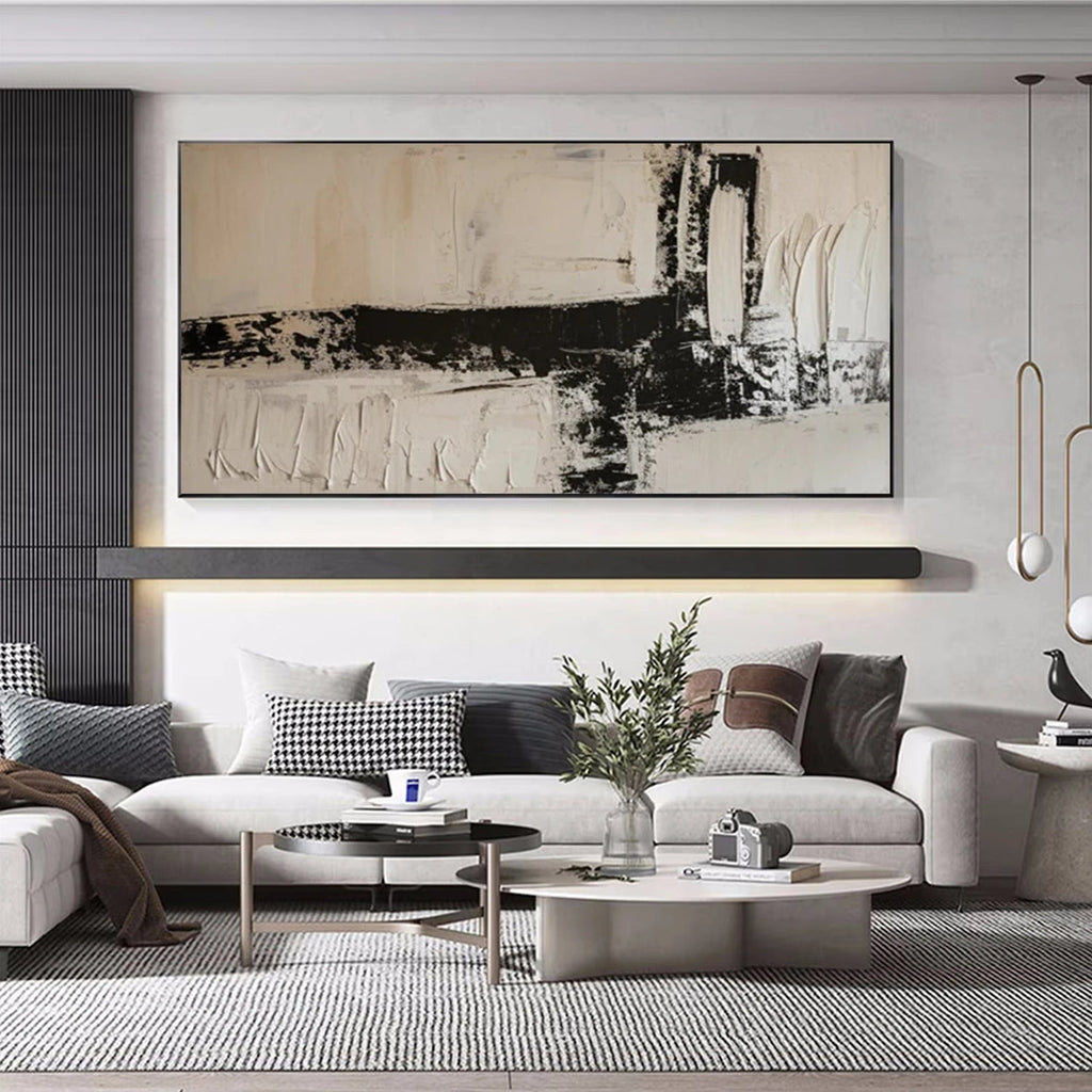 Monochrome Grid Abstract Painting