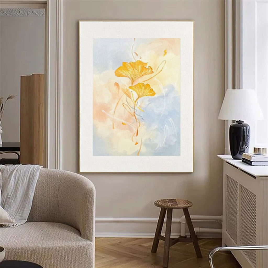 Golden Ginkgo Whisper Abstract Painting