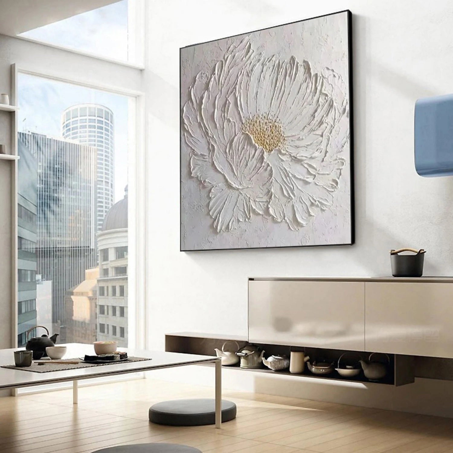 Ivory Bloom Relief Abstract Painting