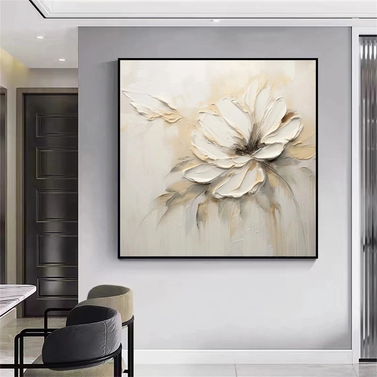 Ivory Bloom Silence Abstract Painting