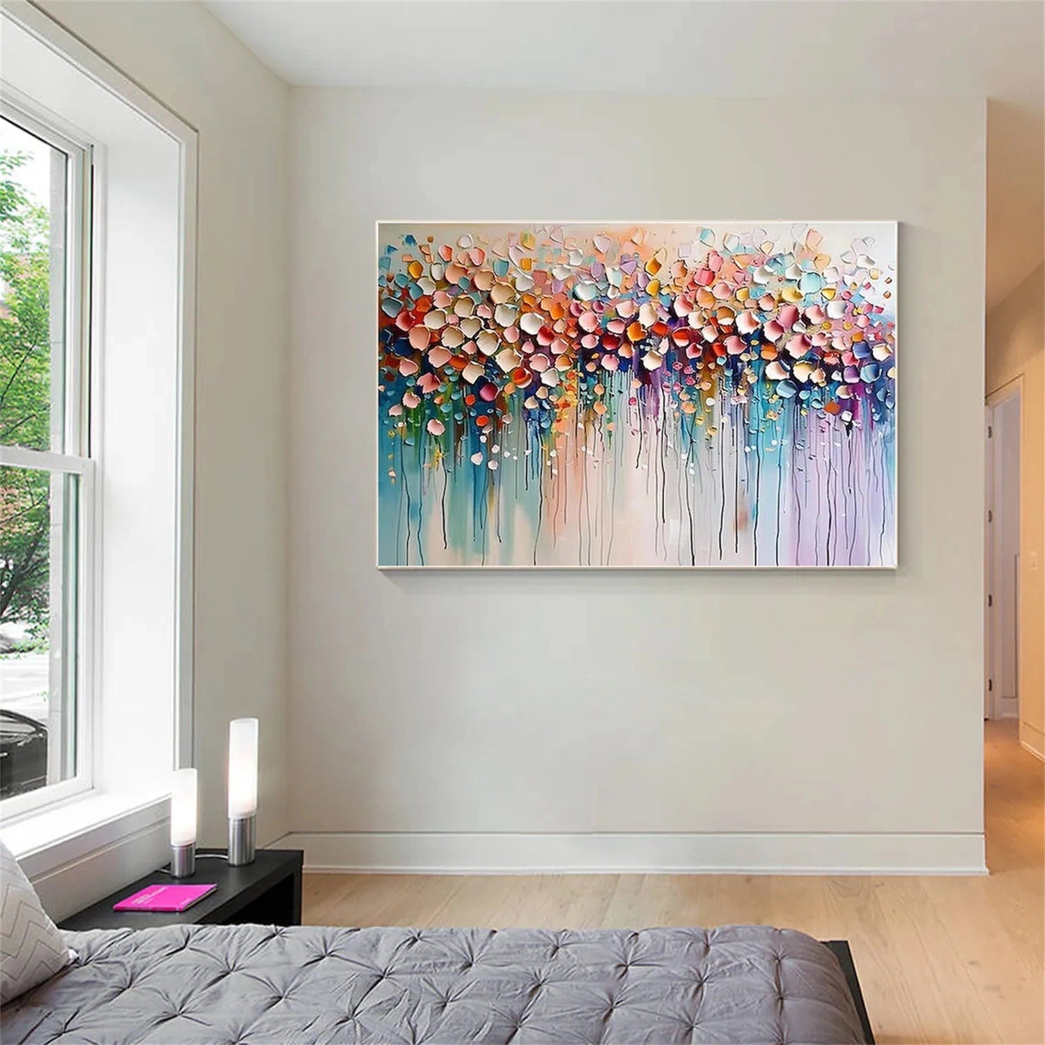 Petal Rain Pastel Abstract Painting