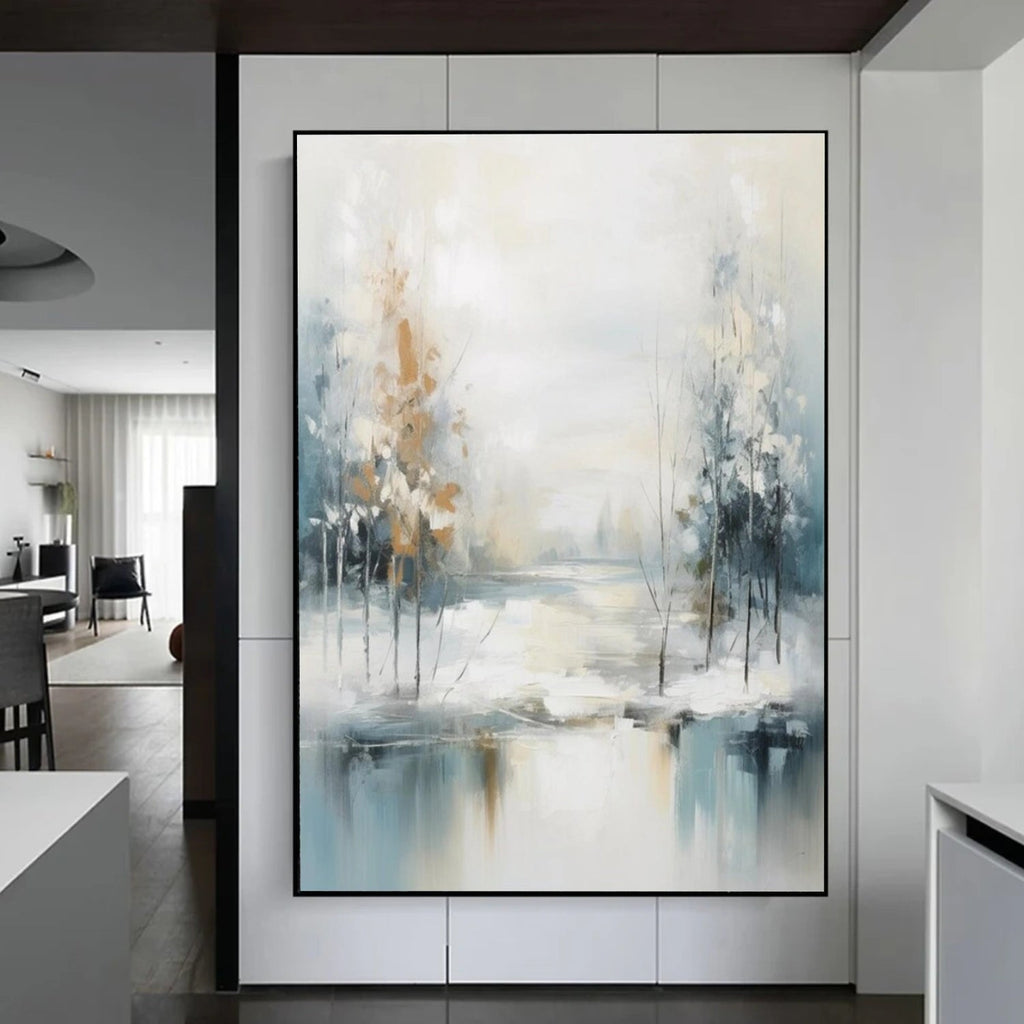 Pale Dawn Lake Reflection Painting