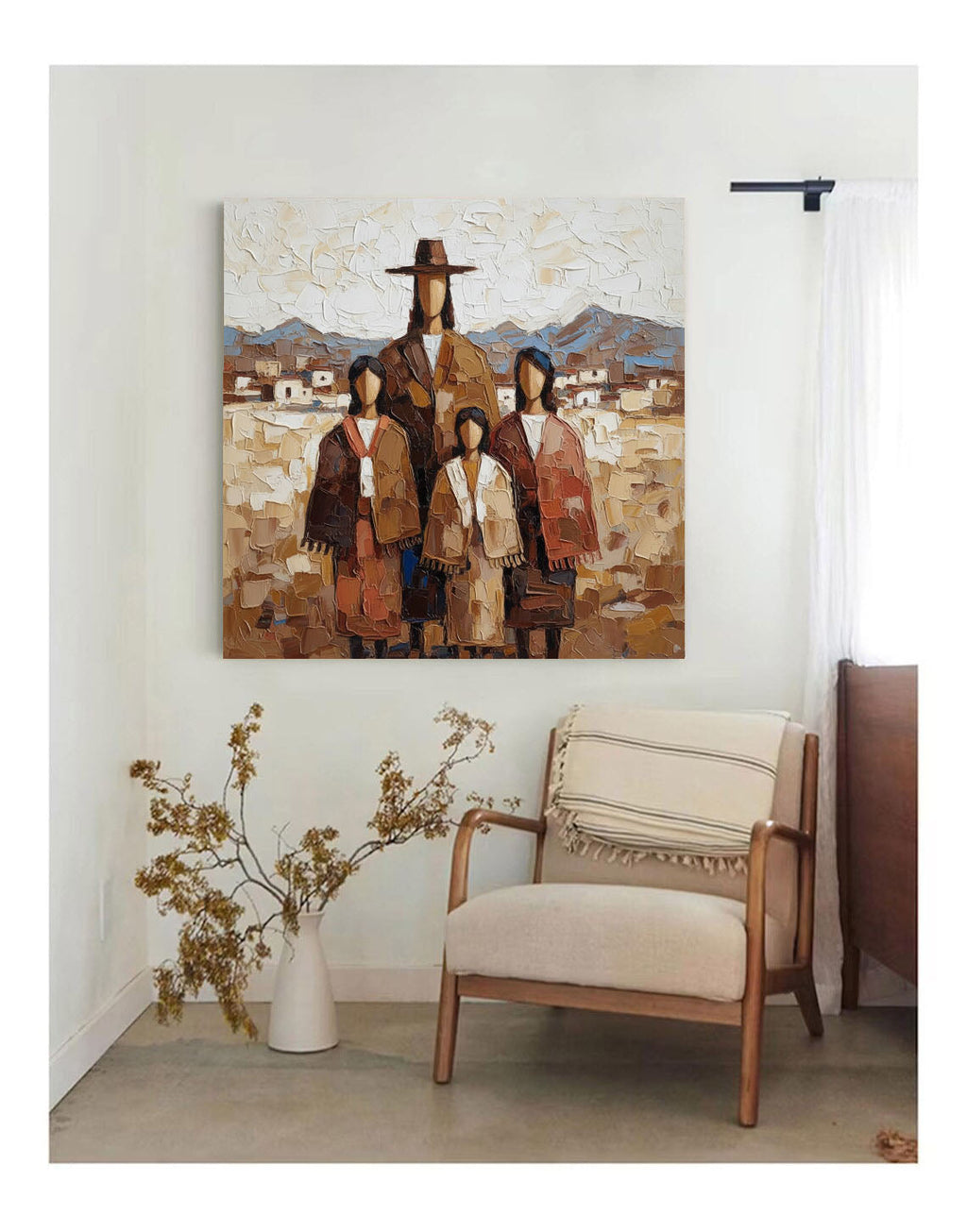 Heritage Family Portrait – Textured Cultural Figurative Painting