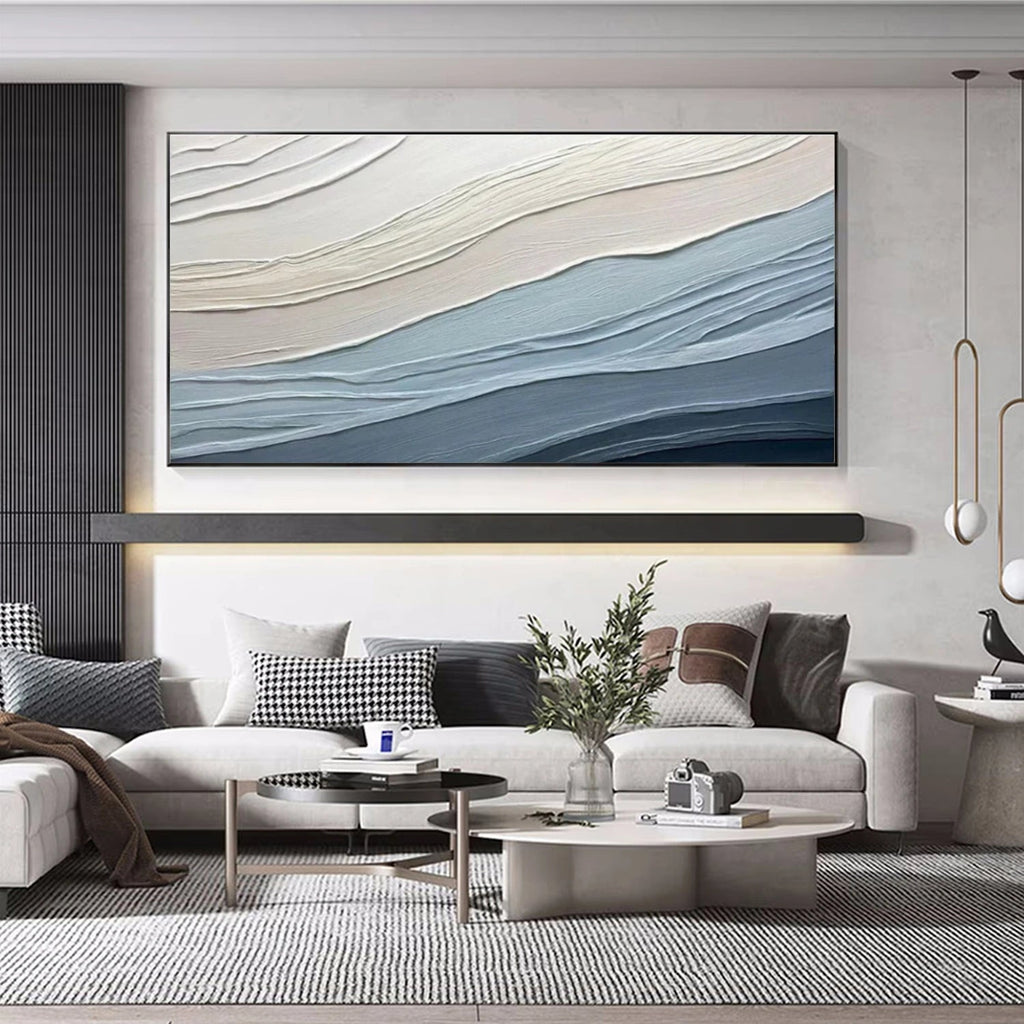 Serene Waves Textured Abstract Painting