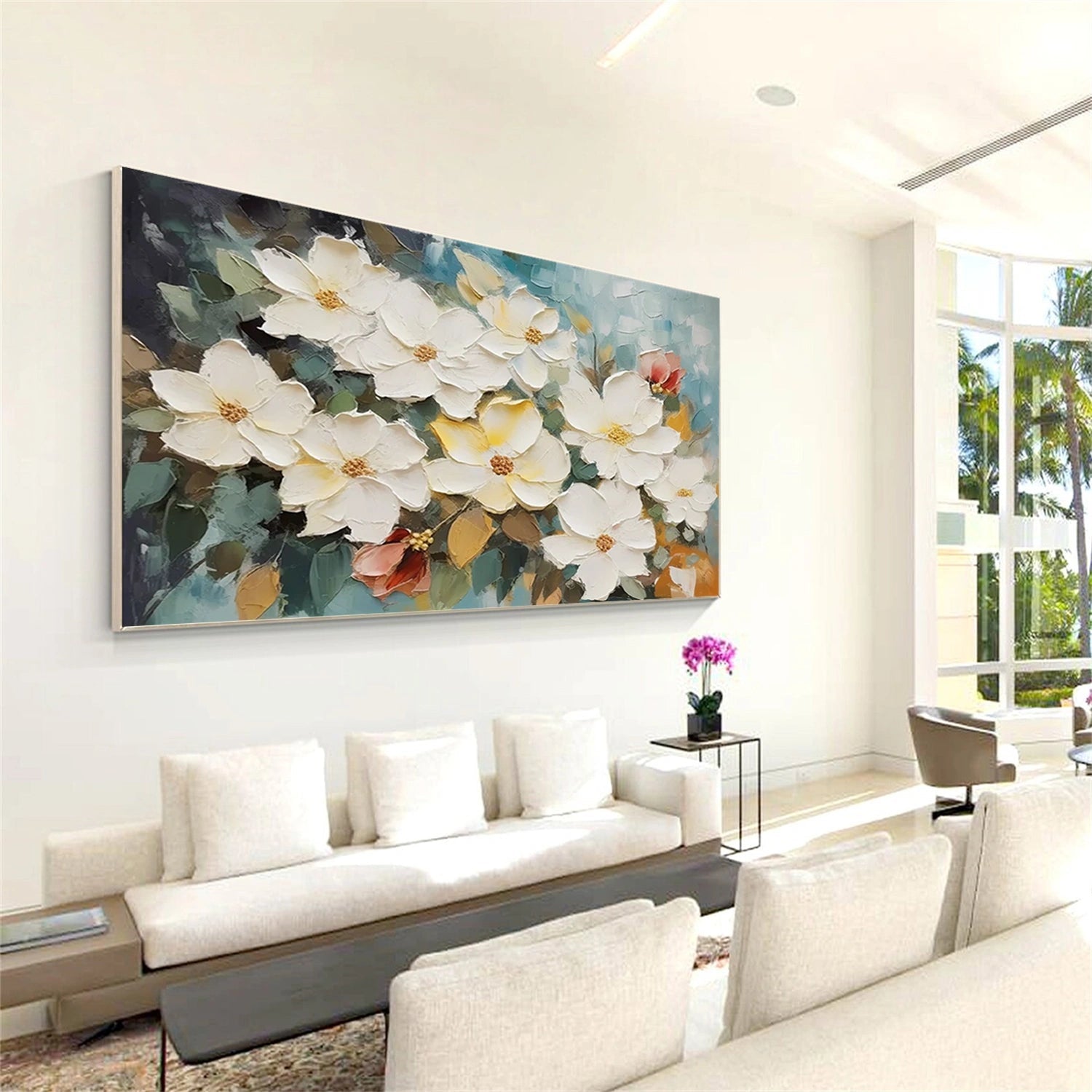 Ivory Bloom White Floral Painting