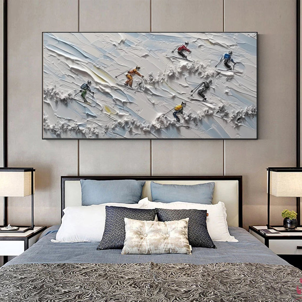 Powder Rush – Skiers Textured Winter Painting