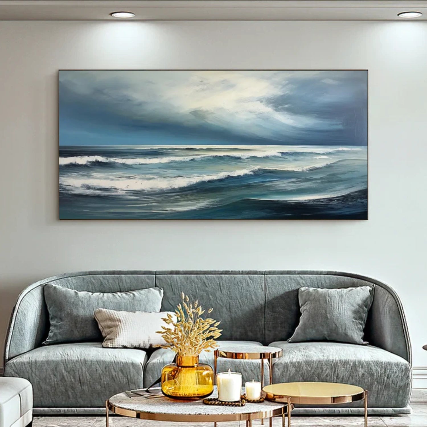 Deep Blue Ocean – Textured Waves Seascape Painting