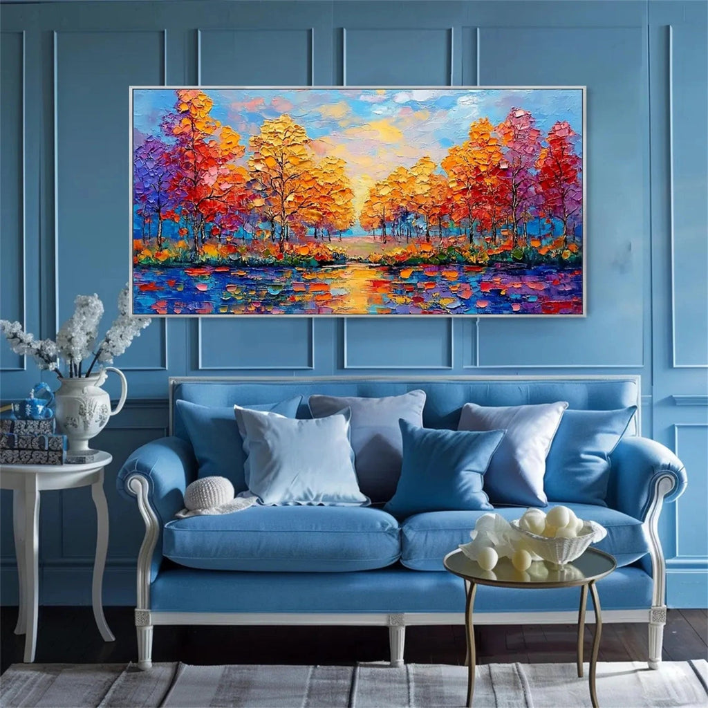 Autumn Glow Lake Abstract Painting