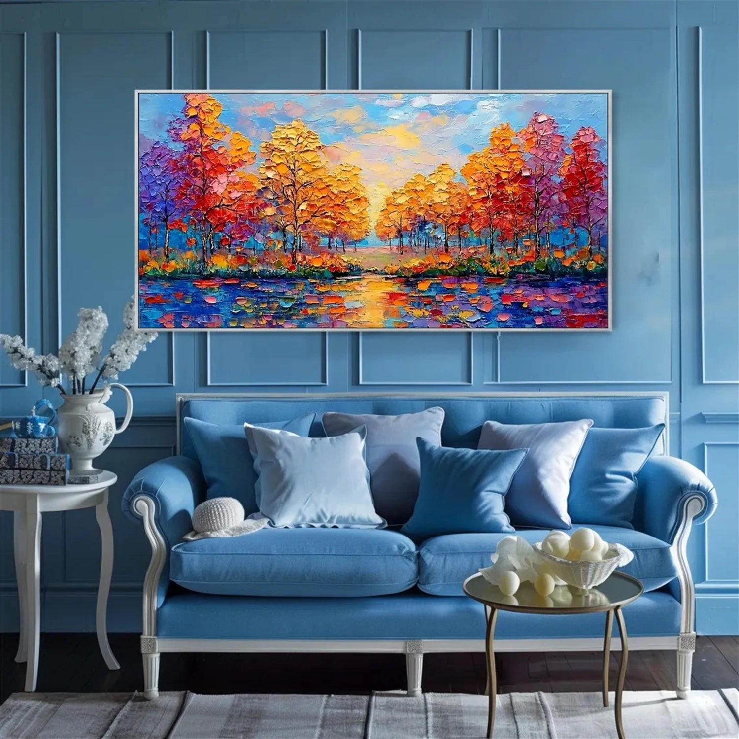 Autumn Glow Lake Abstract Painting