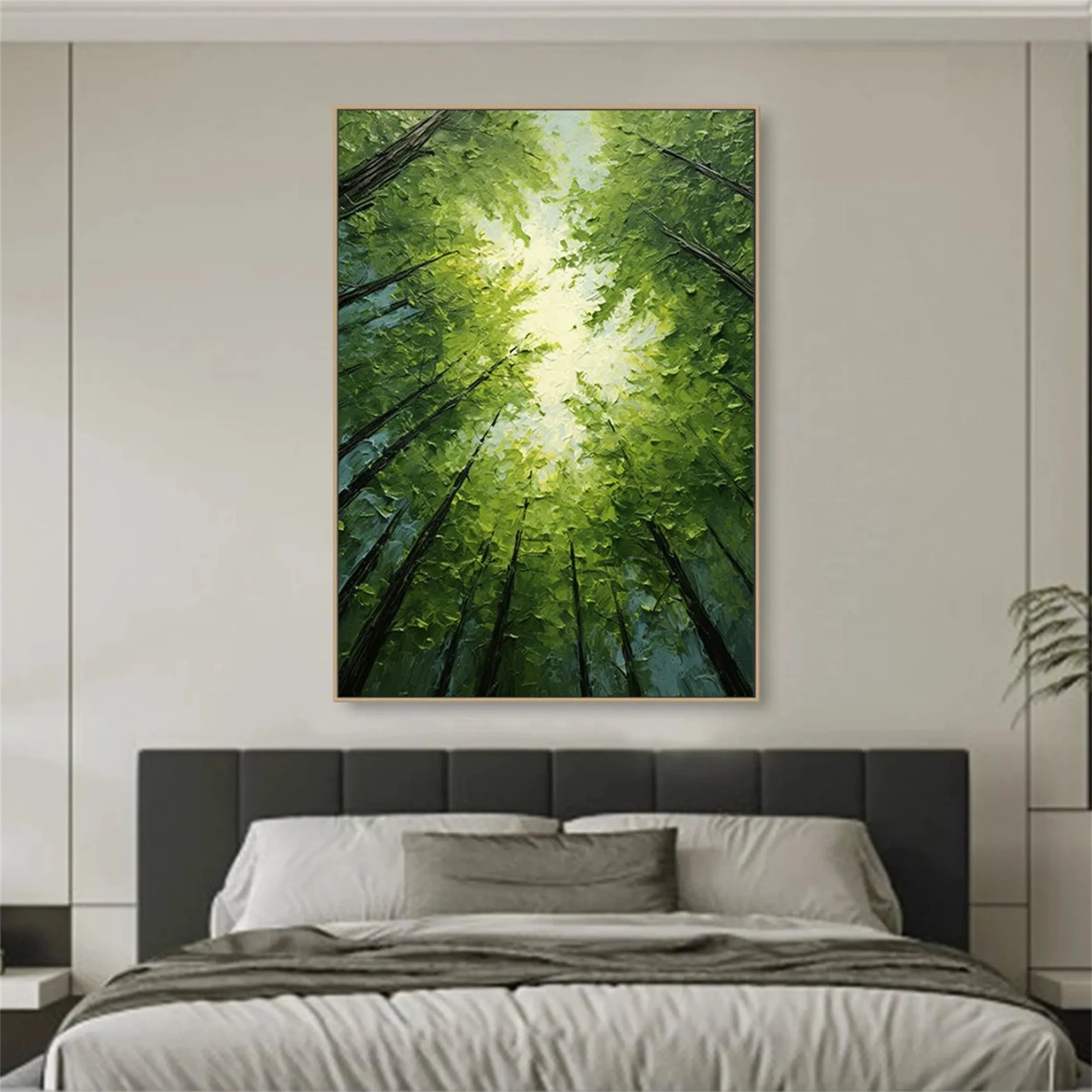 Emerald Canopy Light Forest Painting