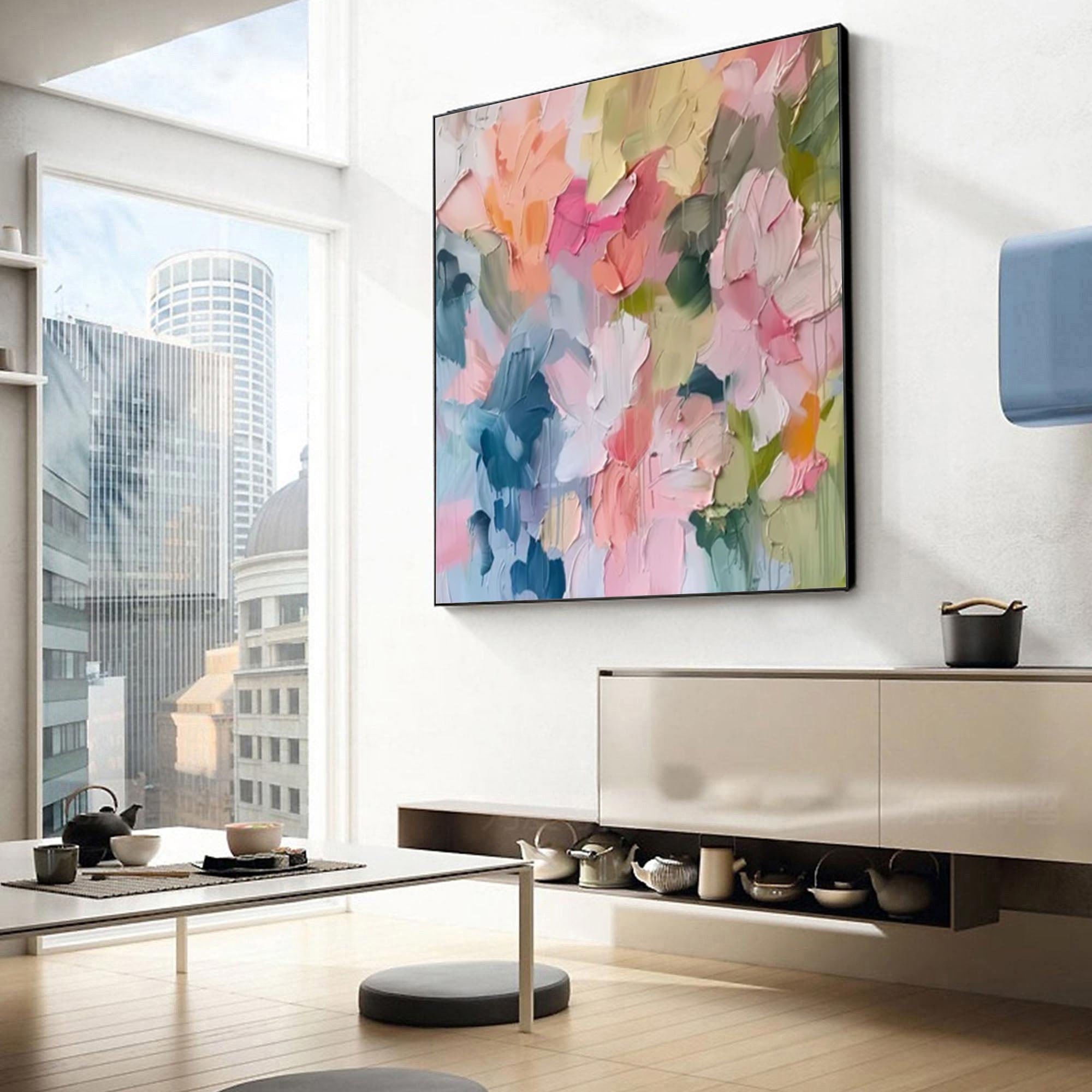 Petal Drift Pastel Abstract Painting