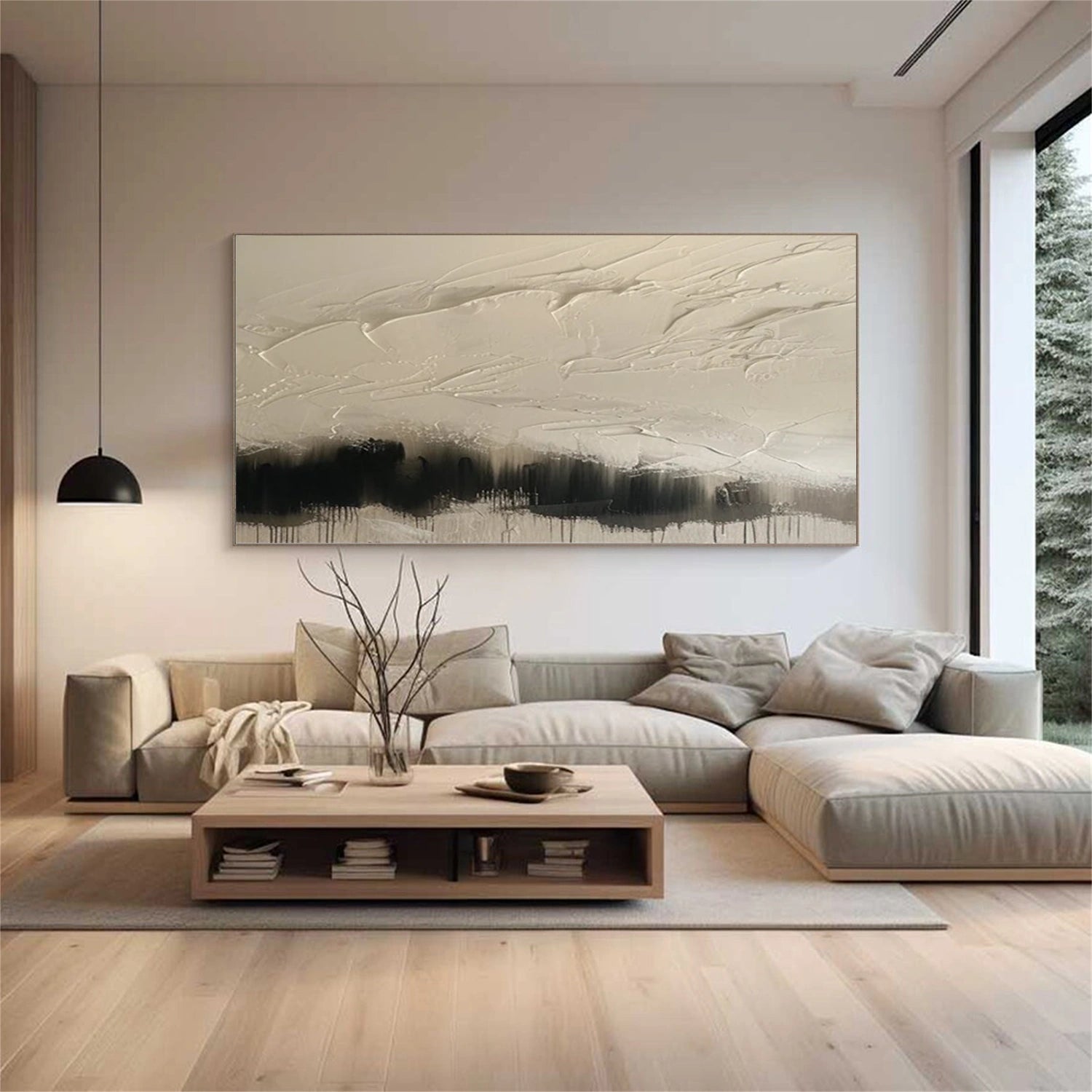 Mistline Ivory Textured Abstract Painting