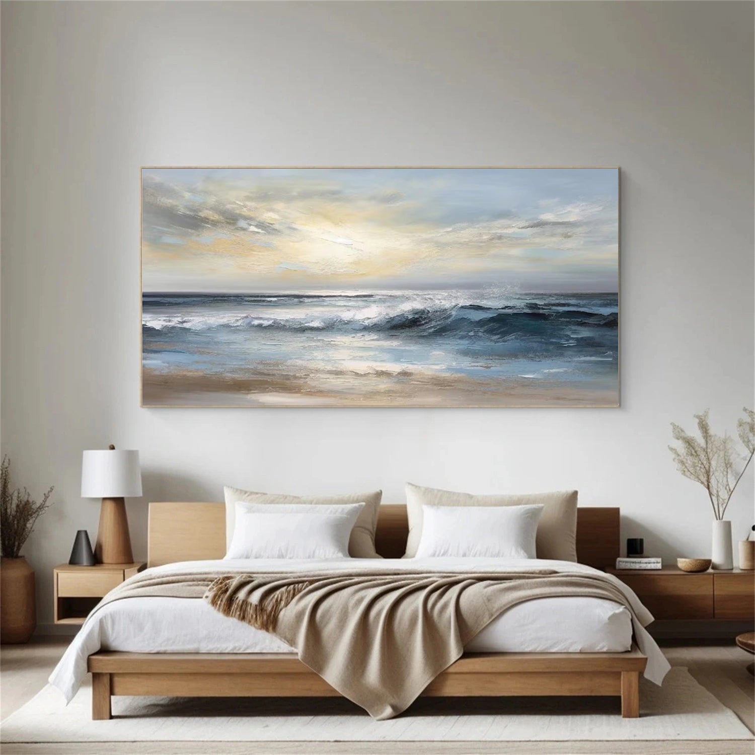 Calm Horizon Blue Seascape Painting