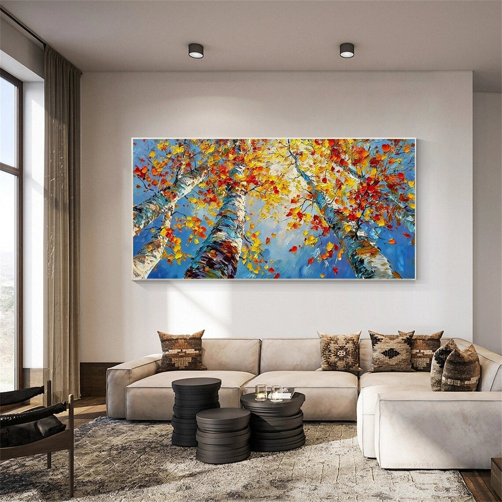 Autumn Canopy Skyward Abstract Painting