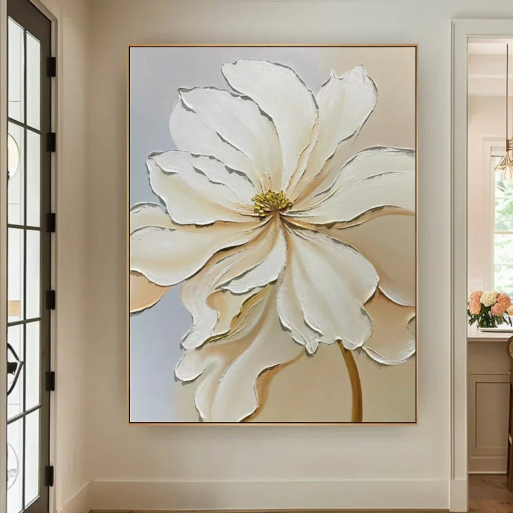 Soft Light White Petal Abstract Painting
