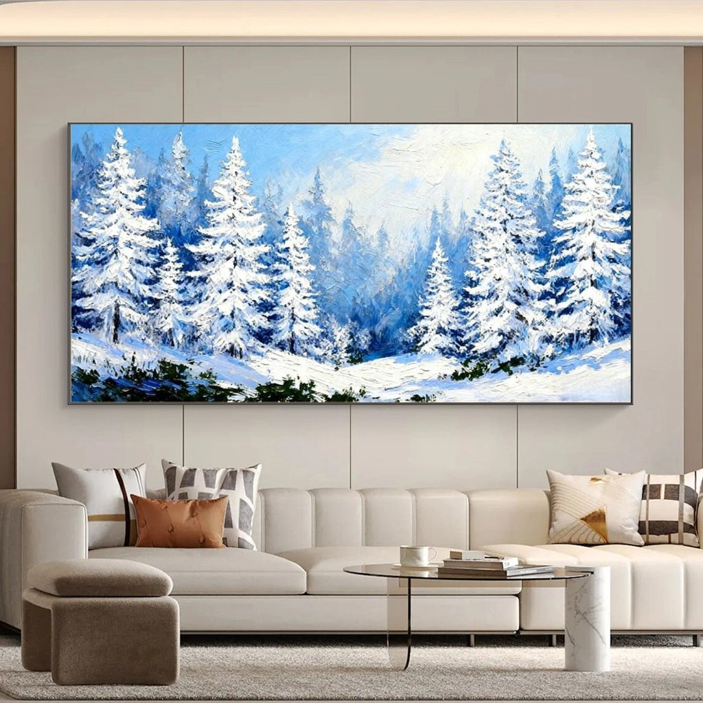 Silent Frost Pine Forest Abstract Painting