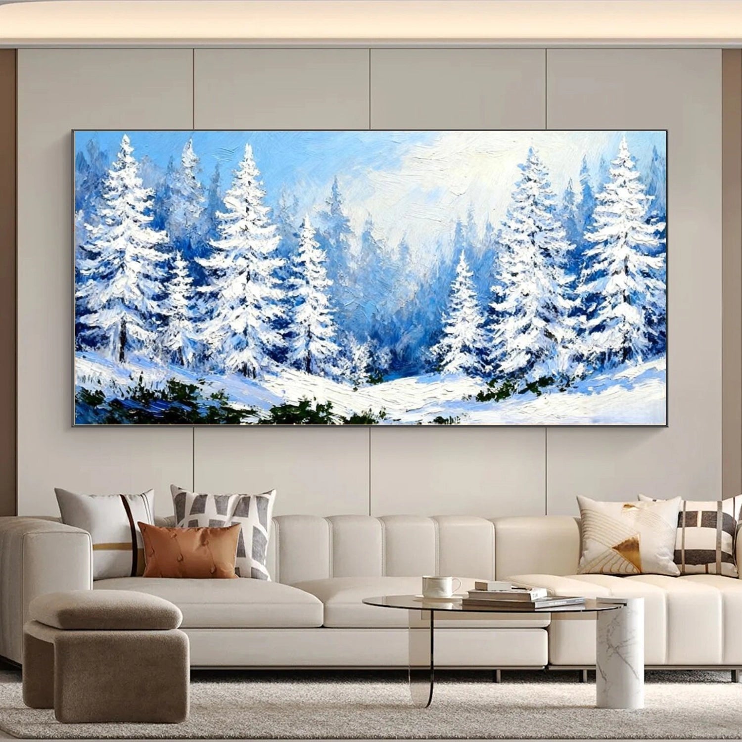 Silent Frost Pine Forest Abstract Painting