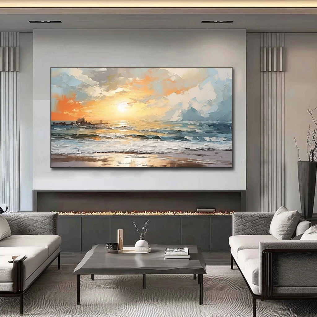 Golden Tide Sunrise Seascape Painting
