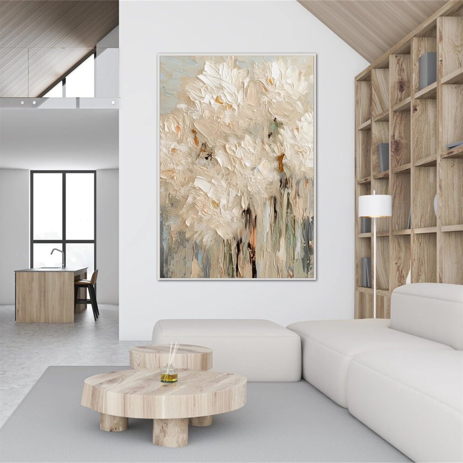 Soft Ivory Canopy Abstract Painting