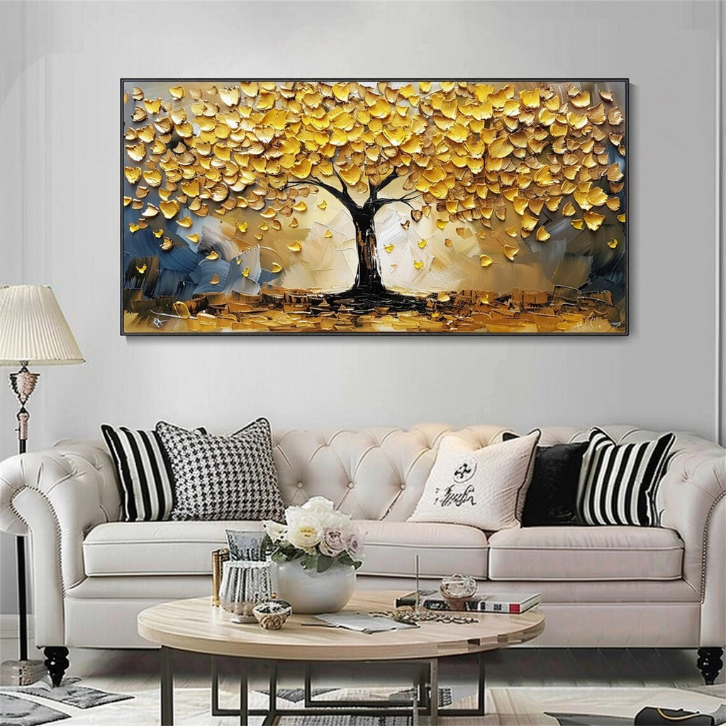 Golden Harvest Tree Abstract Painting