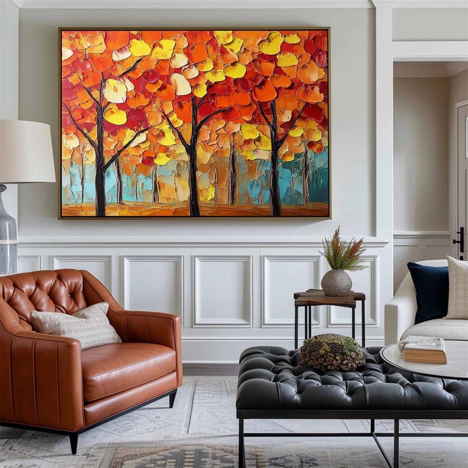 Autumn Ember Forest Abstract Painting