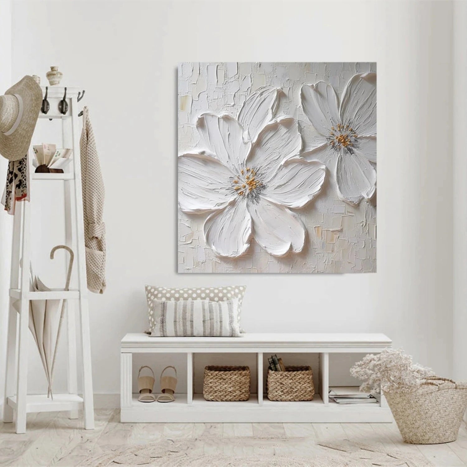 Ivory Petal Whisper Floral Abstract Painting