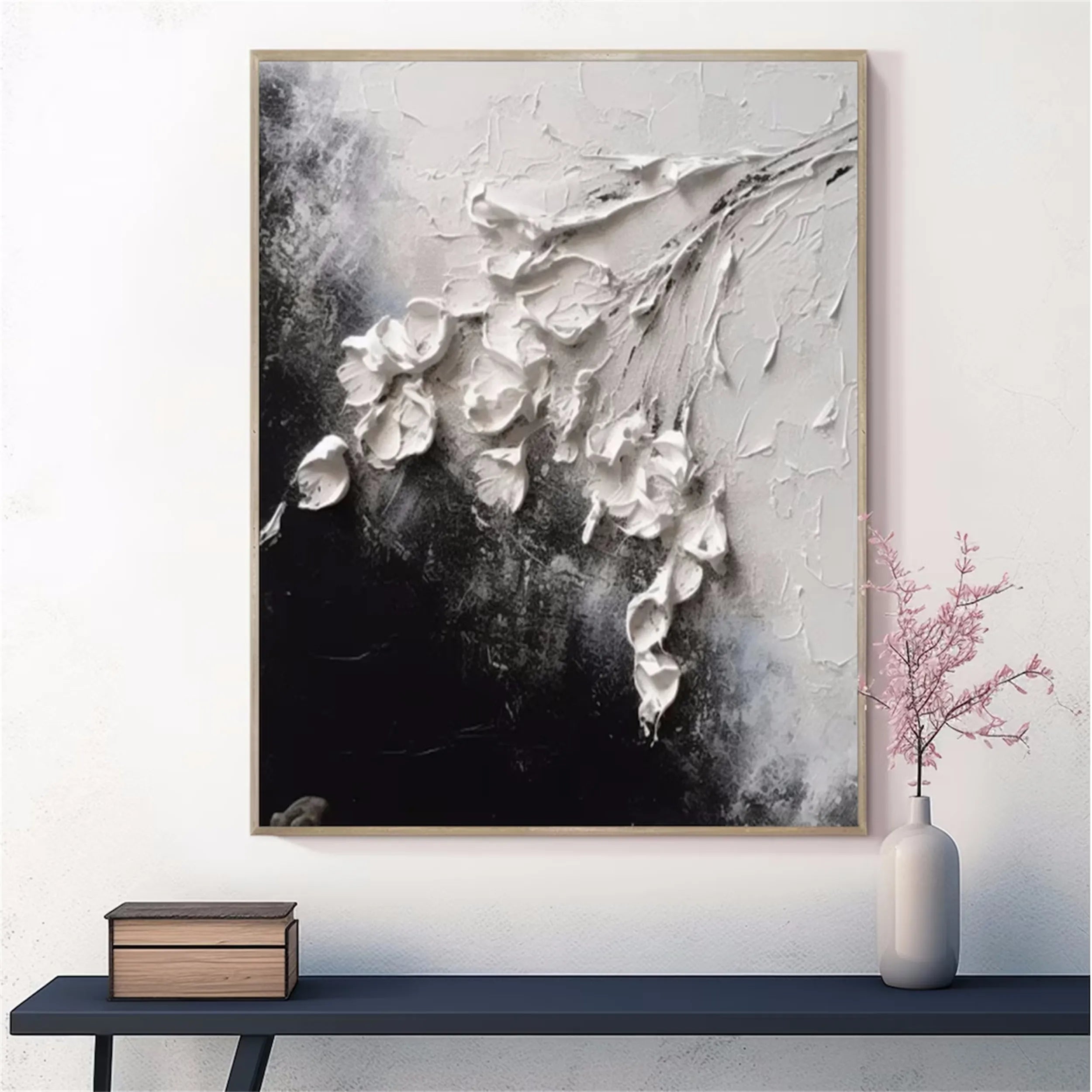 Silent Drift White Abstract Painting