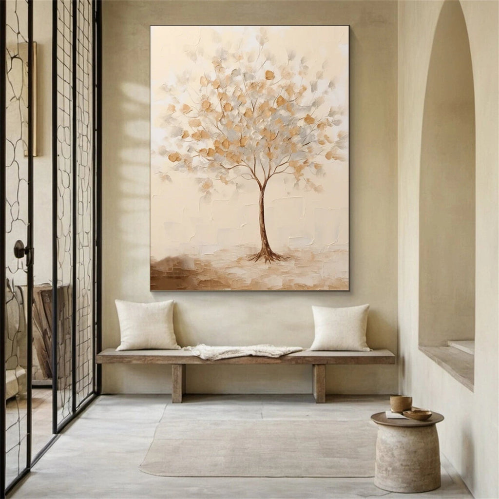 Golden Whisper Tree Abstract Painting