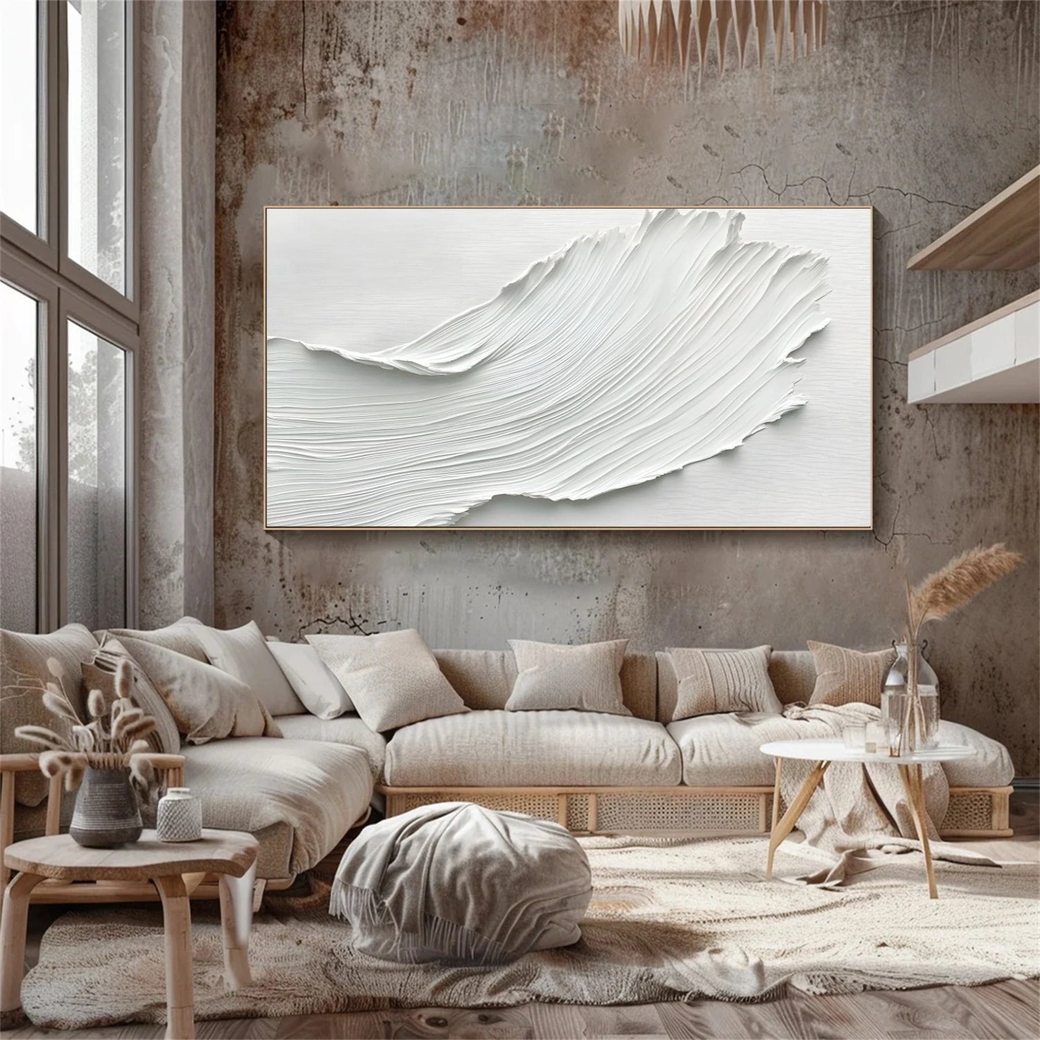 Silent Wave White Textured Abstract Painting