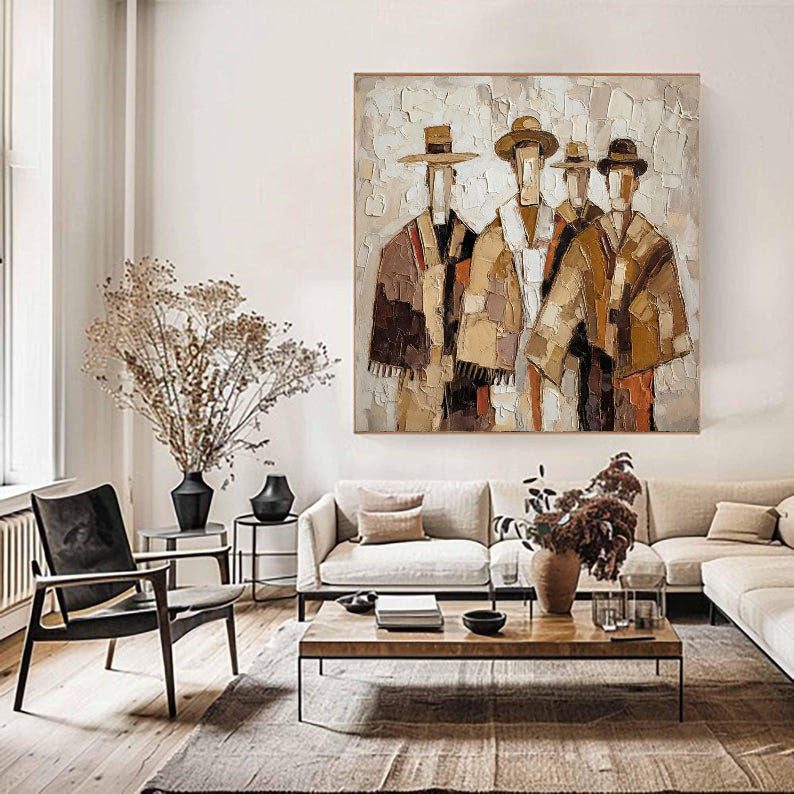 Folk Harmony – Textured Cultural Figure Art Painting