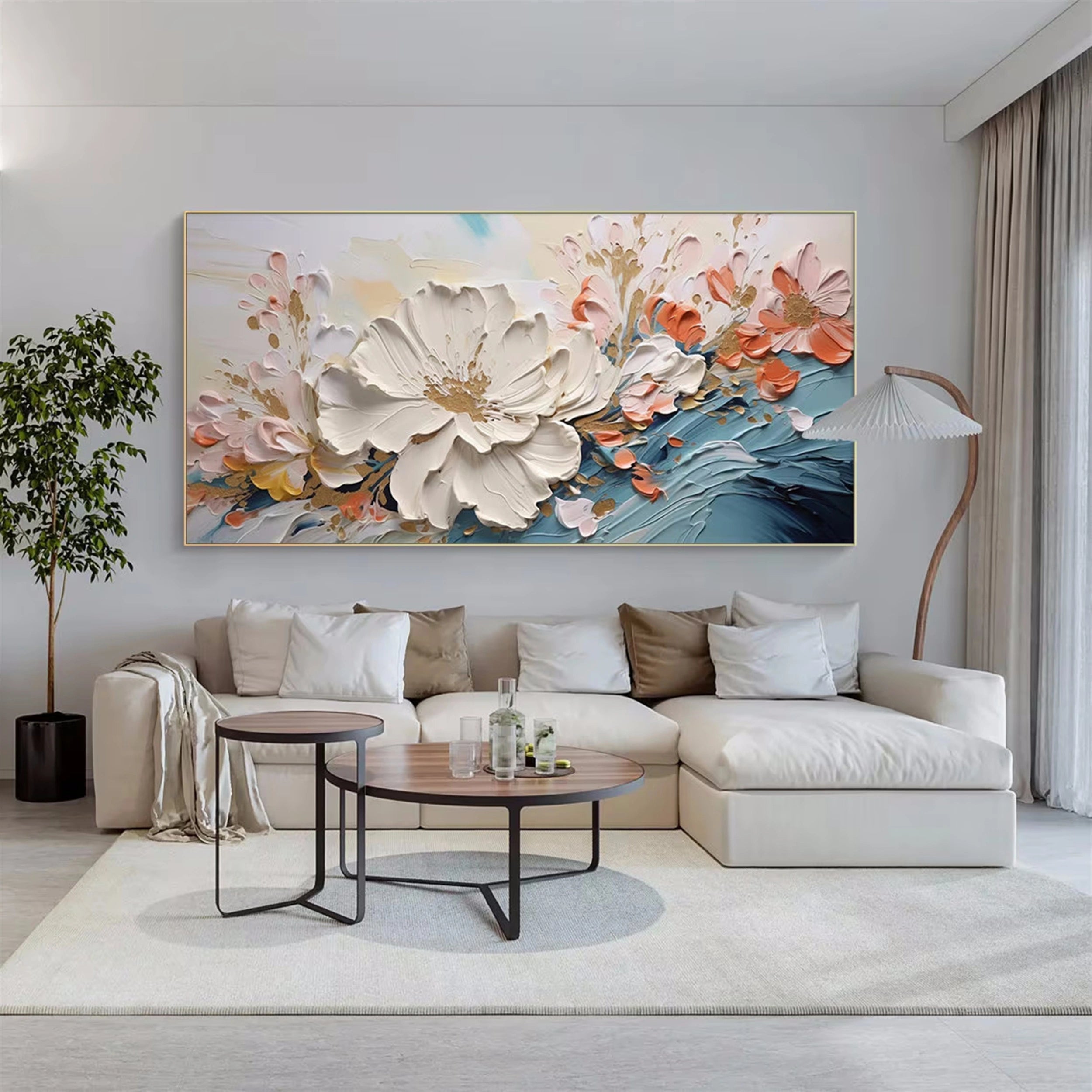 Azure Petal Harmony Floral Abstract Painting