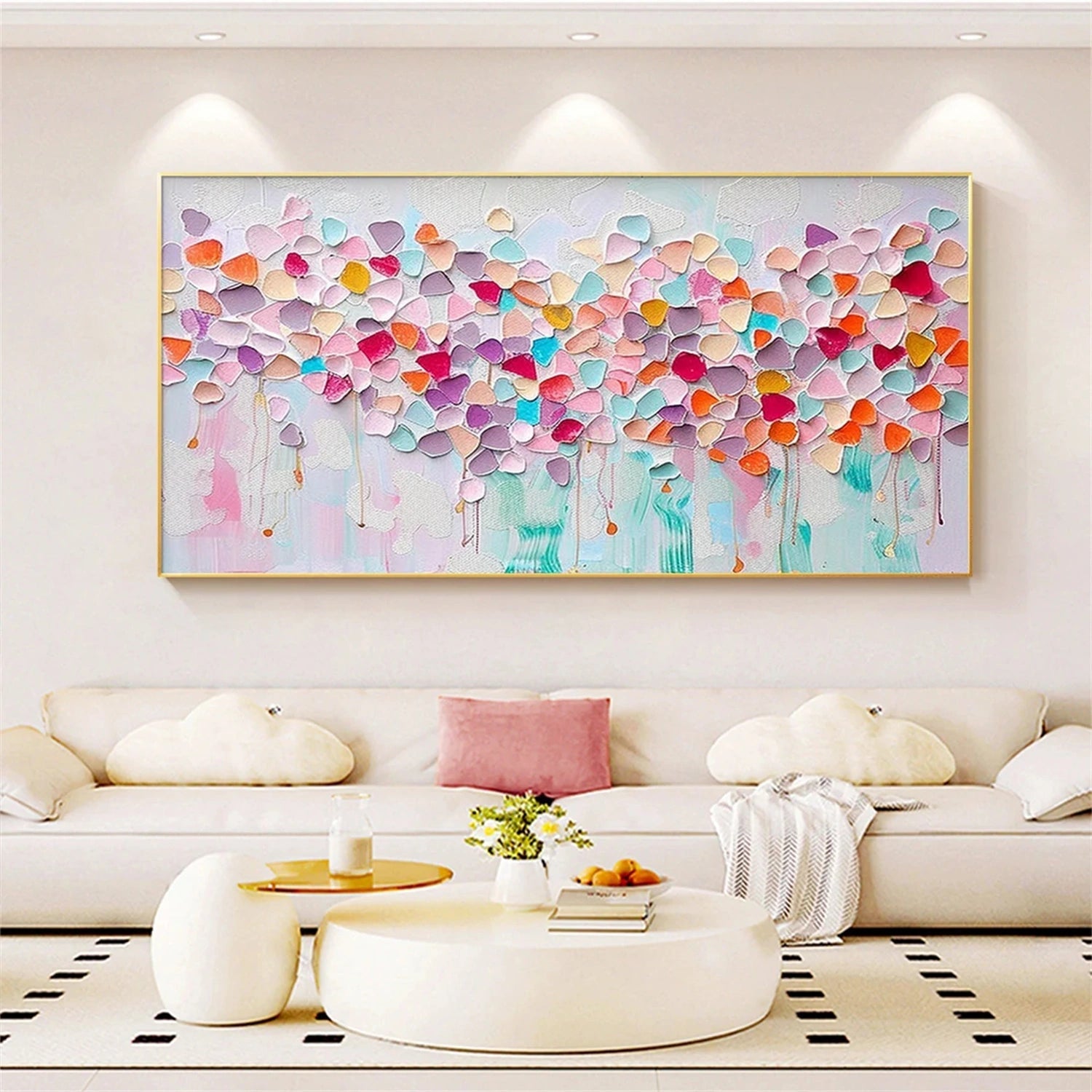 Pastel Petal Cascade Abstract Painting