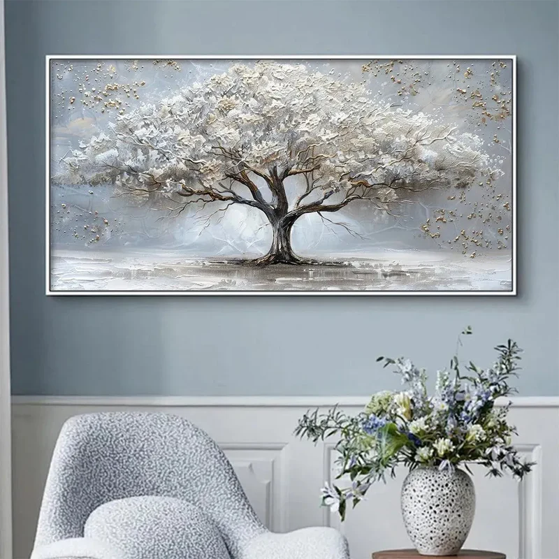 Silver Tree Textured Painting