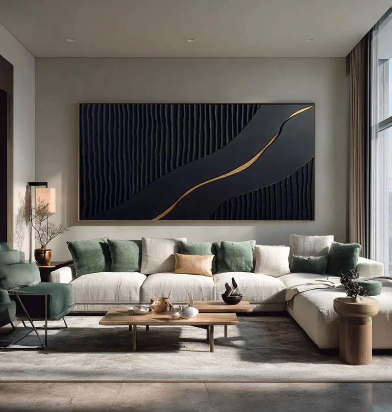 Black Minimalist Textured Painting