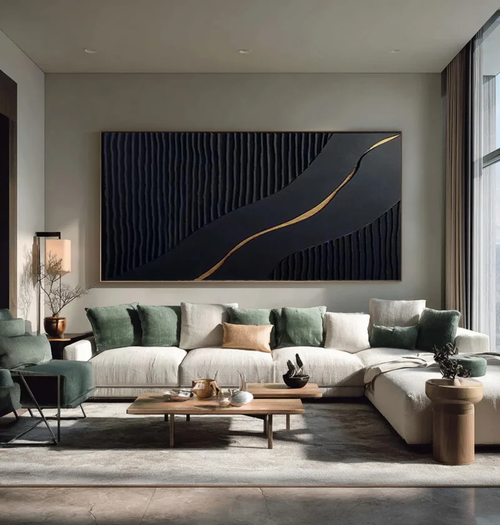 Black Minimalist Textured Painting