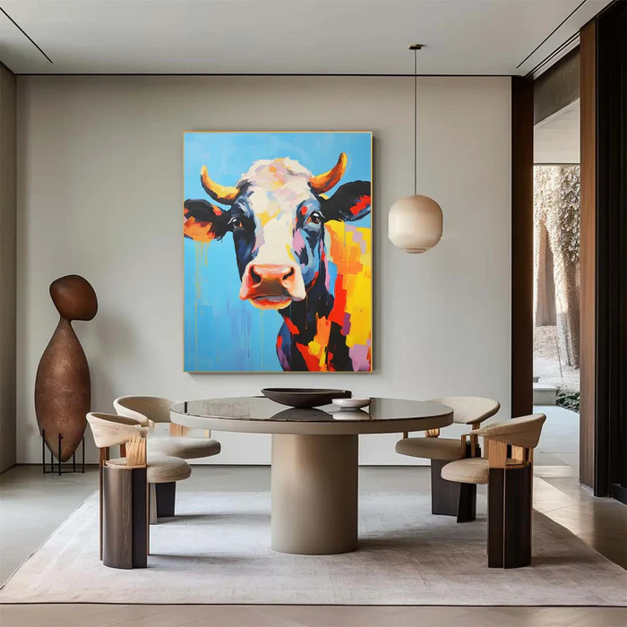 Radiant Meadow Cow Painting