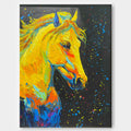 Golden Comet: A Vibrant Textured Horse Wall Art for Living Room Decor