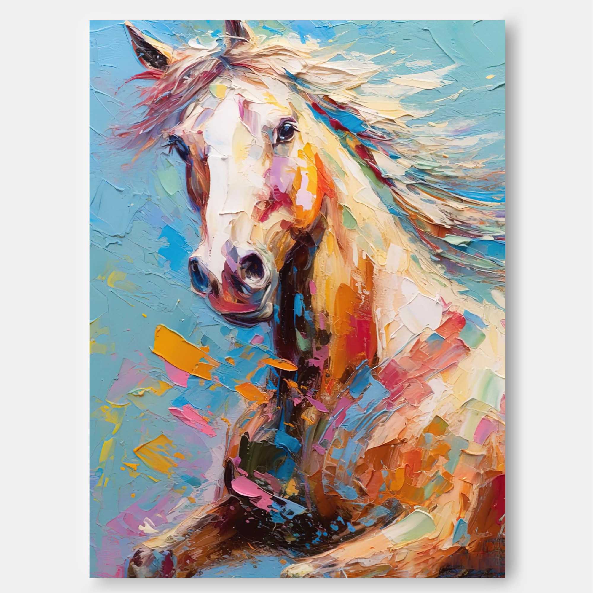 Spirit of Color: An Abstract Horse Wall Art for Living Room Decor