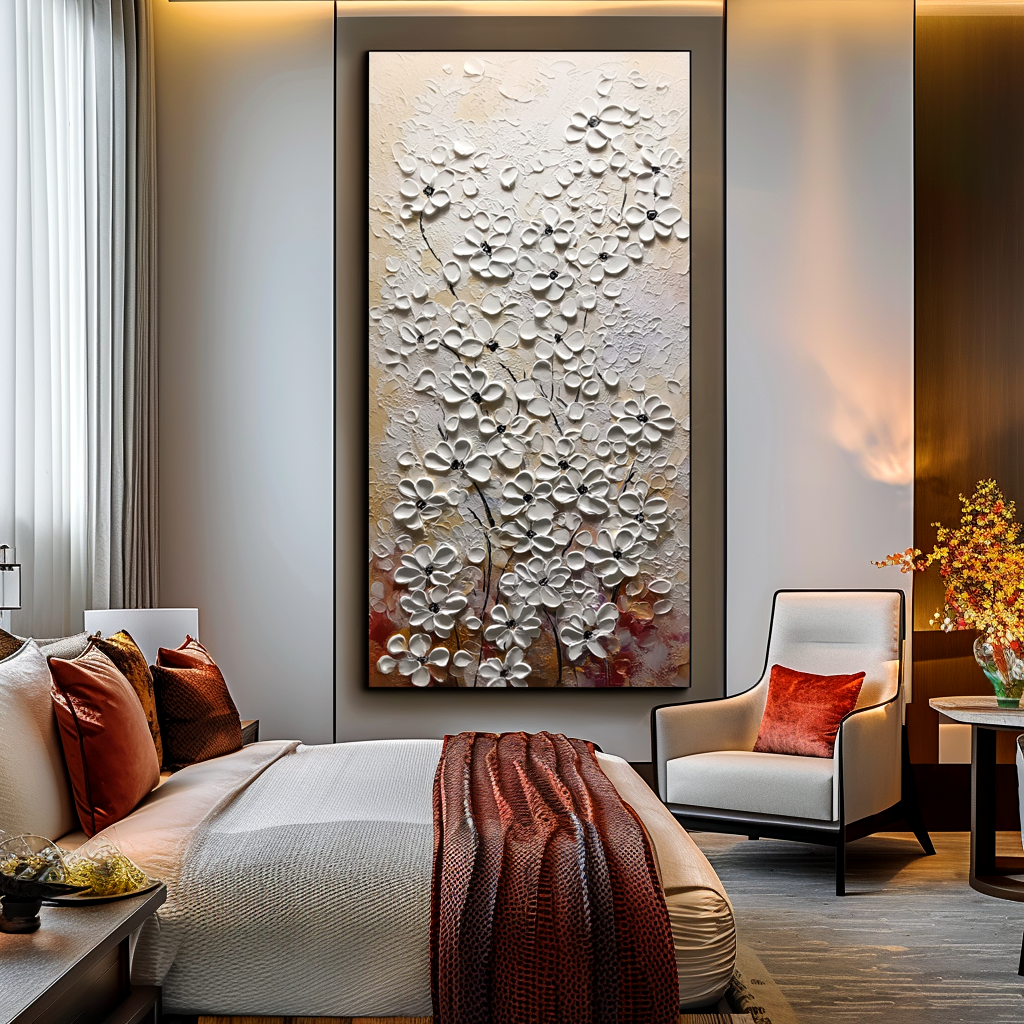 White Floral Textured Painting #ART40