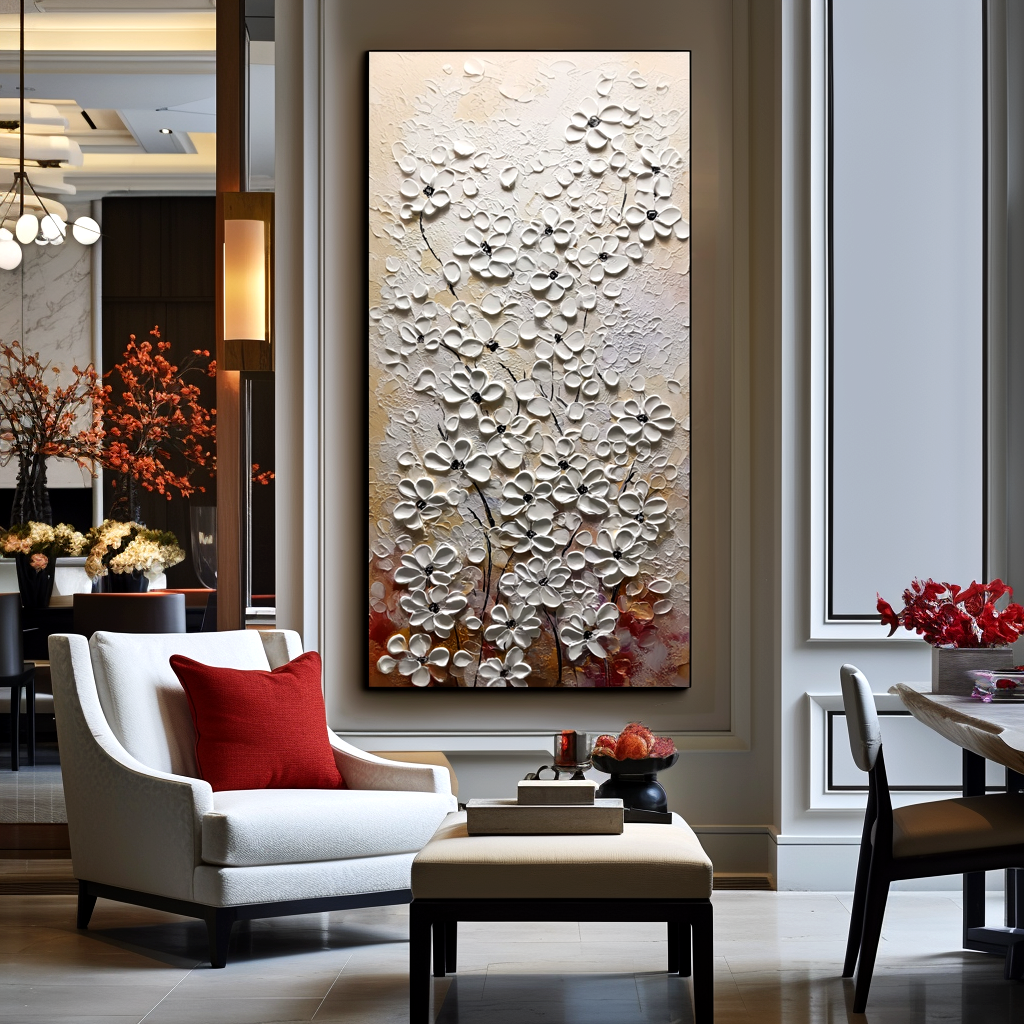 White Floral Textured Painting #ART40