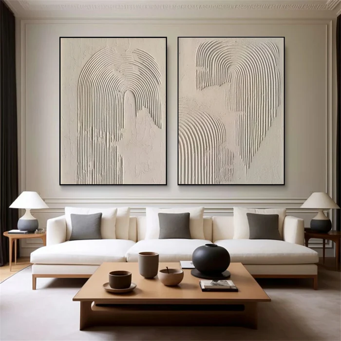 Ethereal Arches Minimal Textured Painting Set Set of 2