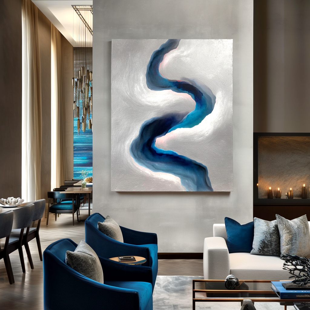 Blue Abstract Fluid Painting #ART45