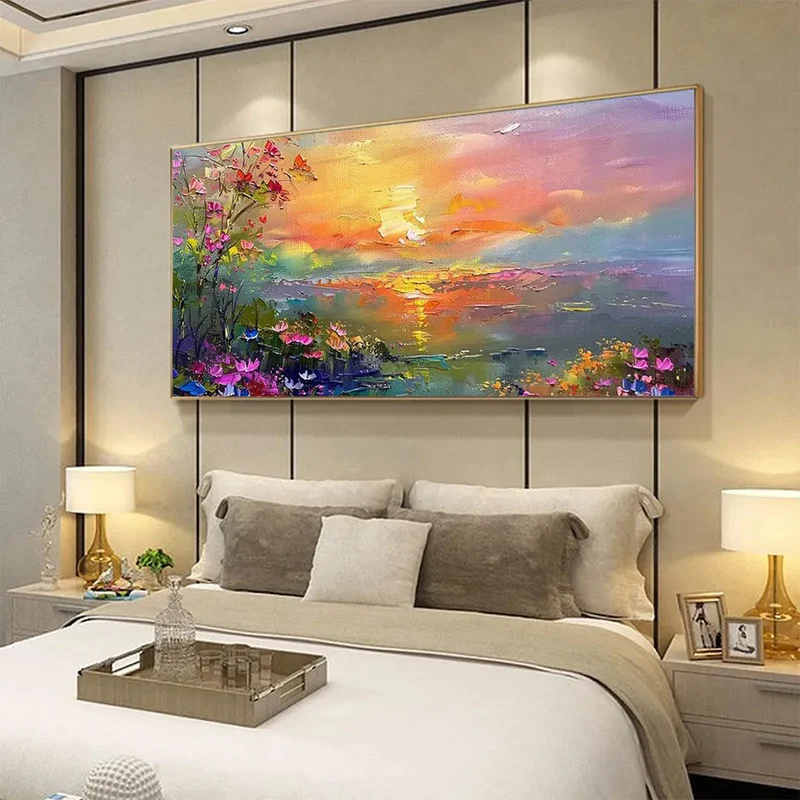 Sunset Landscape Textured Painting